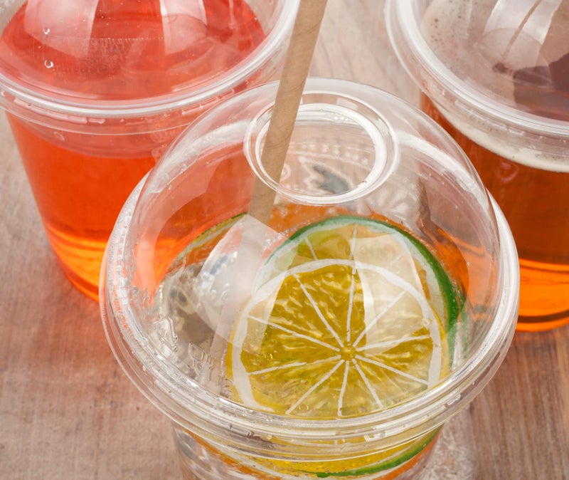 Golden Apple Cup series, 12oz-50sets Clear Plastic cups with Dome lids with hole (50cups+50lids) - Image 5